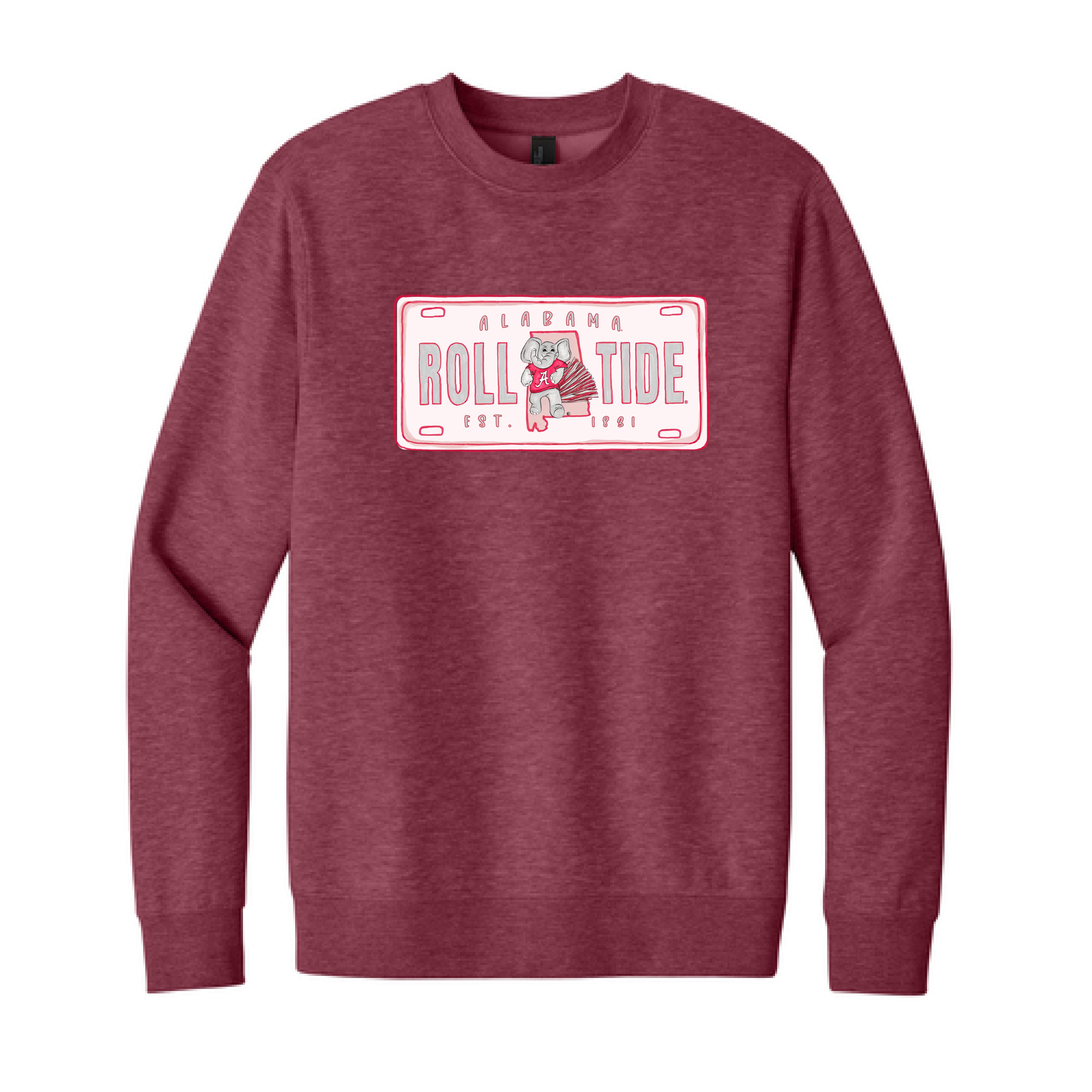 The Alabama License Plate | Heather Cardinal Sweatshirt - Scarlet & Gold
