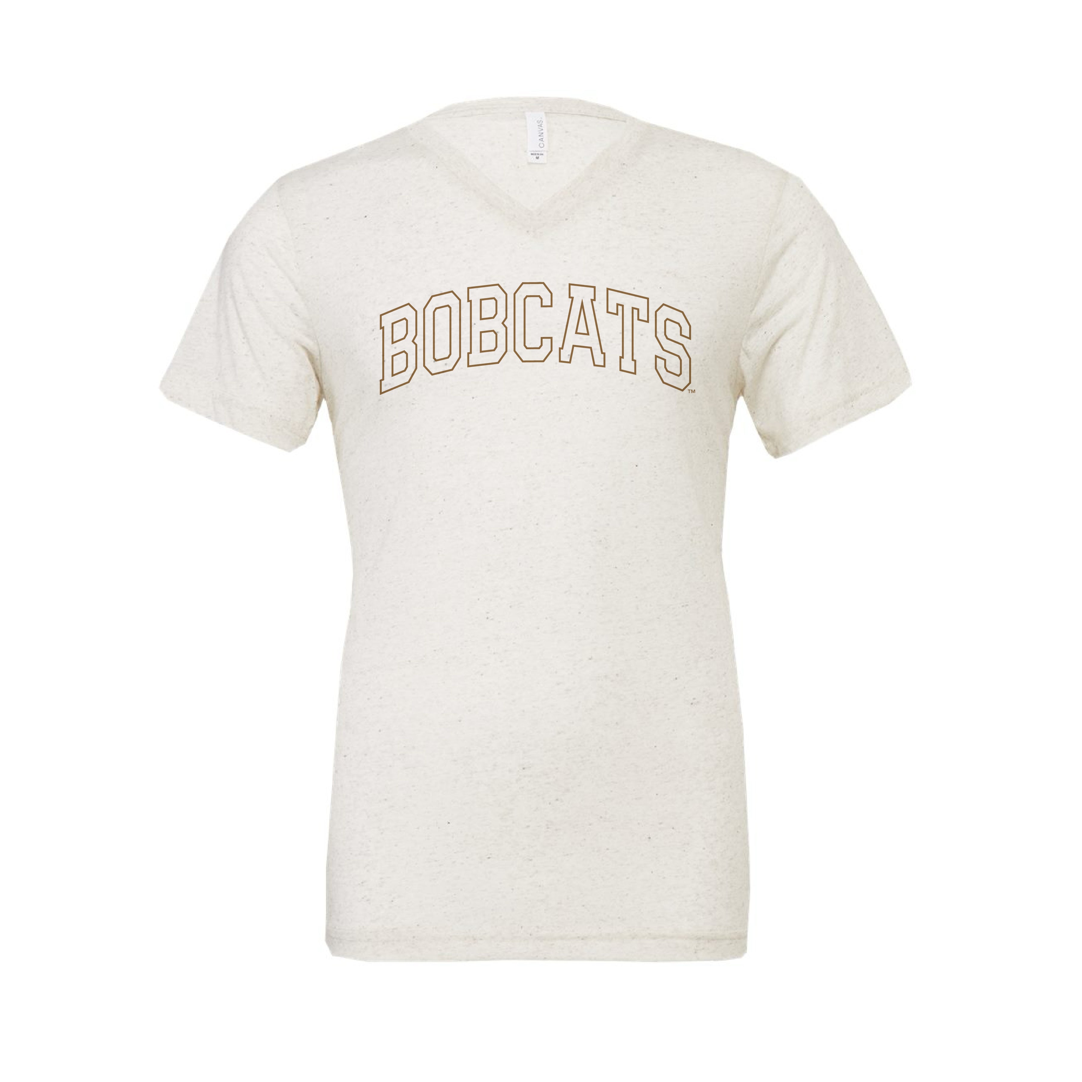 The Bobcats Arch Outline Oatmeal Triblend V-Neck Tee
