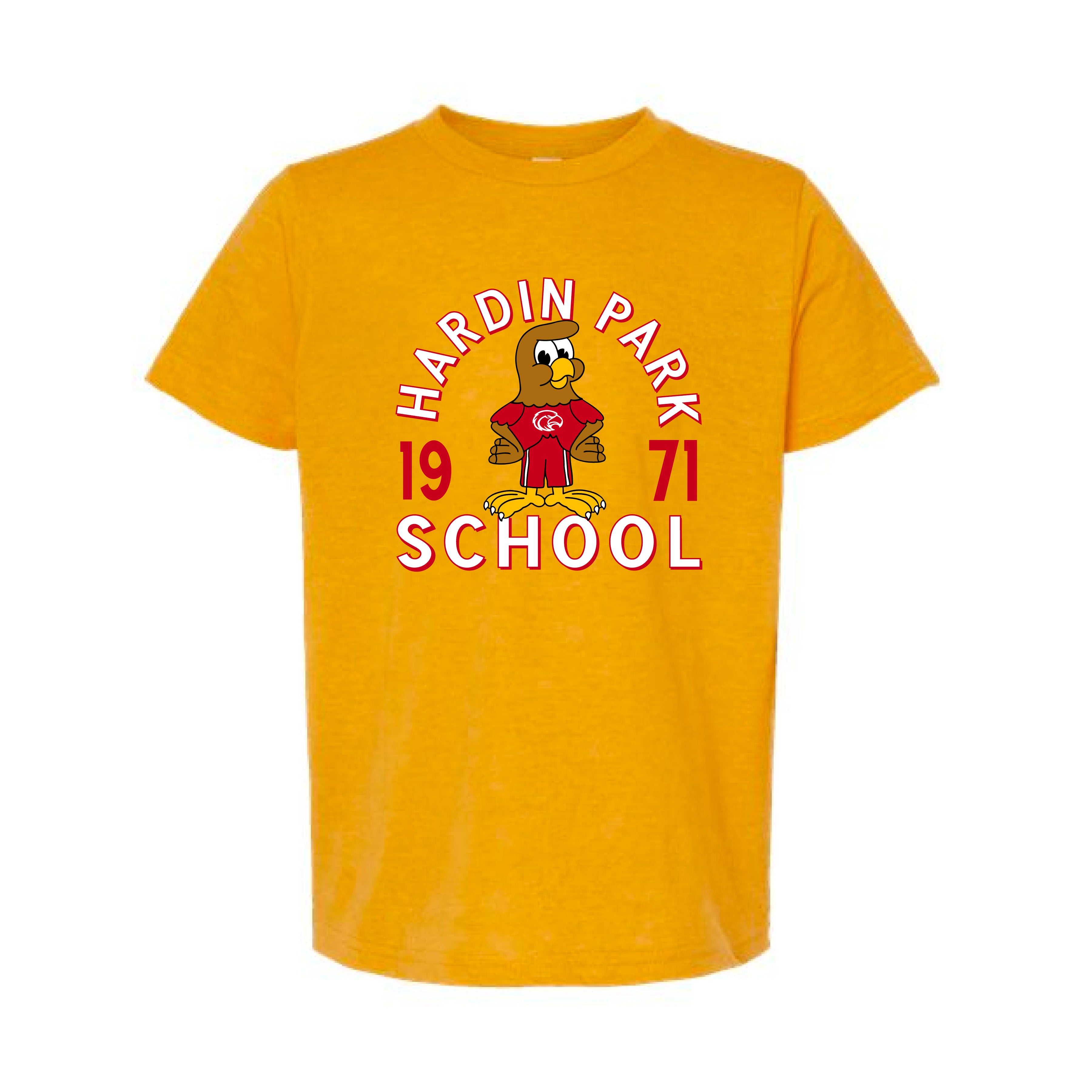 The Hardin Park School Mascot Youth Heather Mellow Yellow Tee