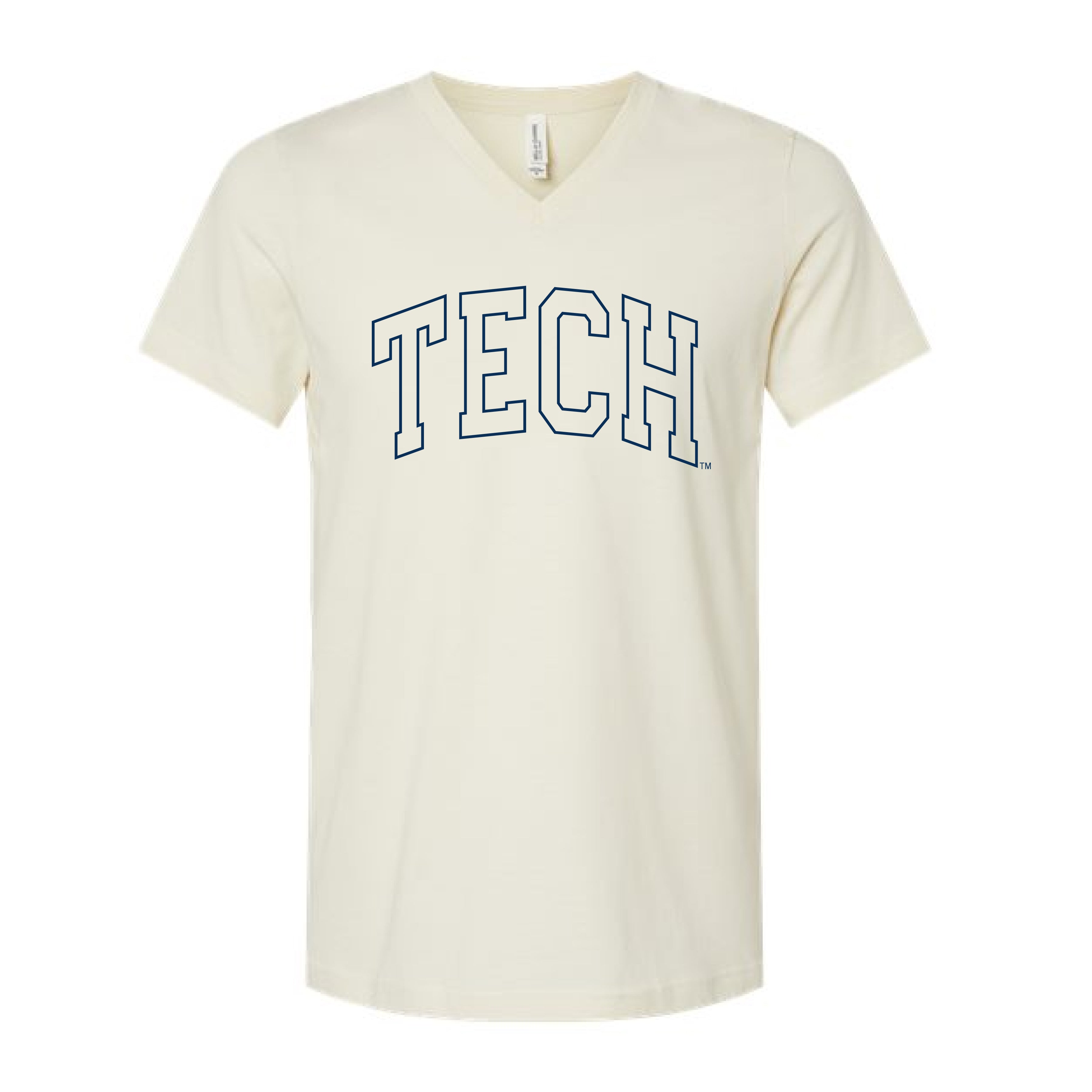 The Tech Outline Arch | Natural V-Neck Tee – Scarlet & Gold