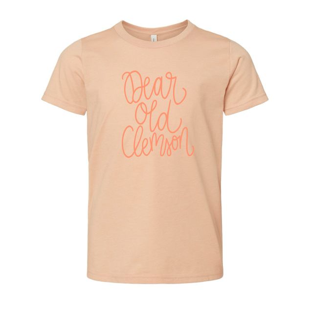 The Dear Old Clemson Script | Youth Heather Peach Tee