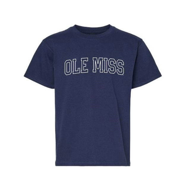 The Ole Miss Arch Outline | Youth Navy Tee