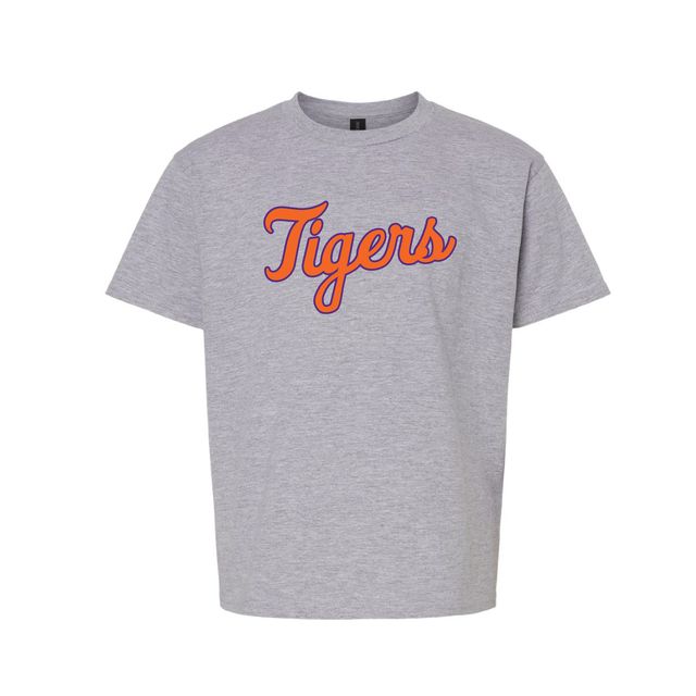 The Tigers Baseball Script | Youth Sport Grey Tee