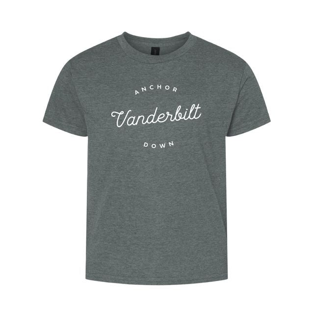 The Anchor Down Script Circle | Youth Dark Heather Tee