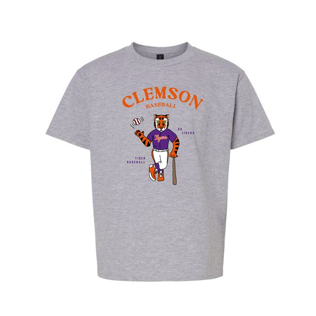 The Clemson Baseball Player | Youth Sport Grey Tee