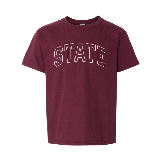 The State Arch Outline | Youth Maroon Tee