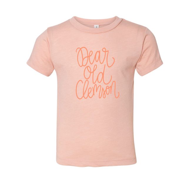 The Dear Old Clemson Script | Toddler Peach Triblend Tee