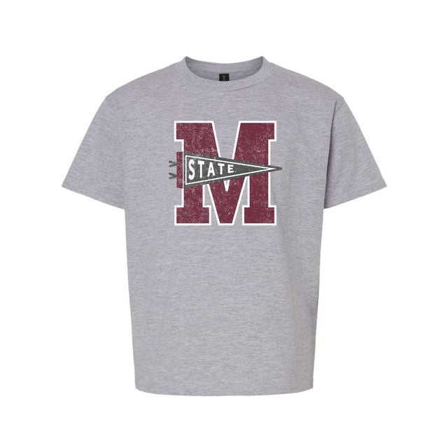 The State Pennant MSU | Youth Sport Grey Tee