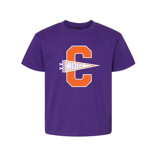 The Clemson Pennant | Youth Purple Tee