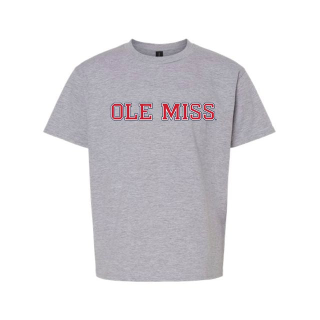 The Ole Miss Block Logo | Youth Sport Grey Tee