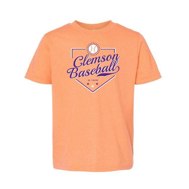 The Clemson Baseball Plate | Youth Heather Cantaloupe Tee