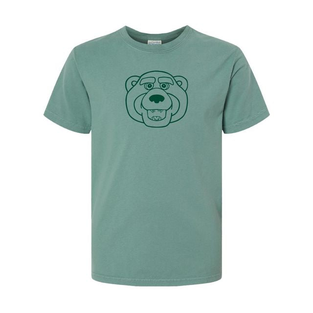 The Bruiser Head Outline | Youth Cypress Green Tee