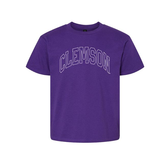 The Clemson Outline Arch | Youth Purple Tee