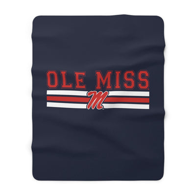 The Ole Miss M Logo Stripes | Sherpa Fleece Blanket