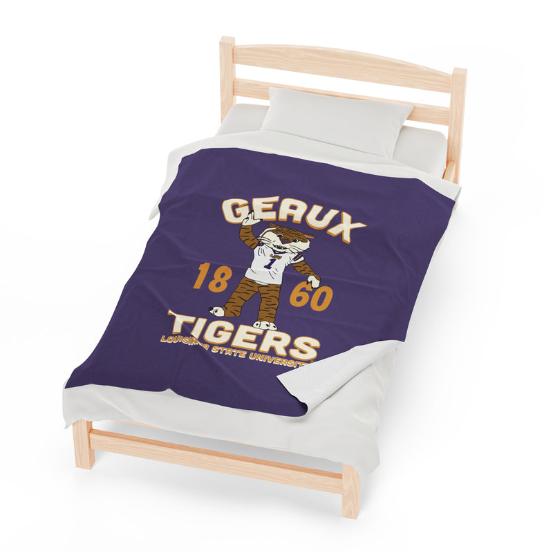 The Go Tigers Big Mike LSU | Velveteen Plush Blanket