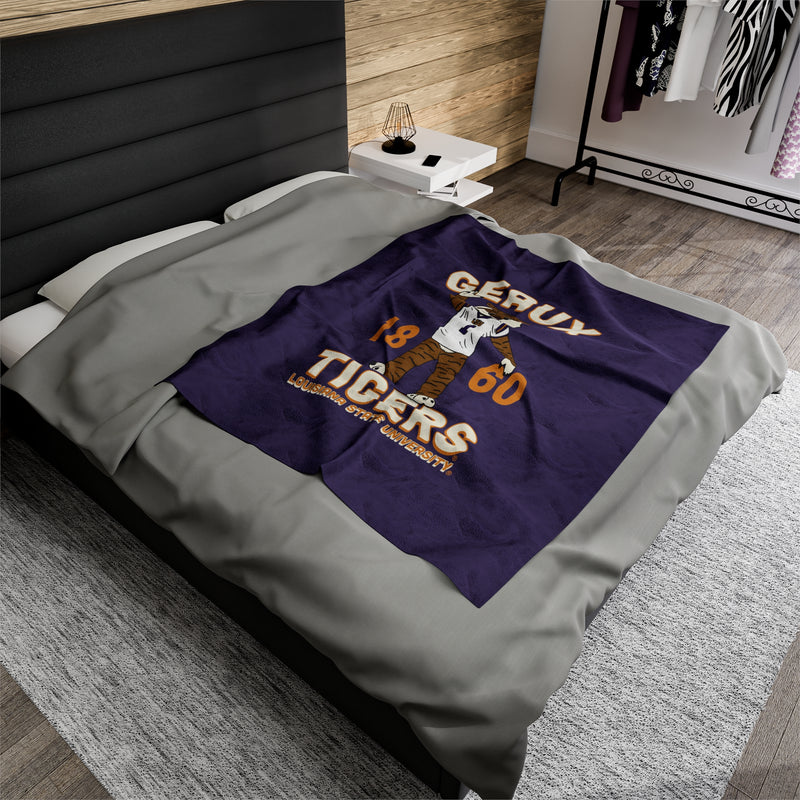 The Go Tigers Big Mike LSU | Velveteen Plush Blanket