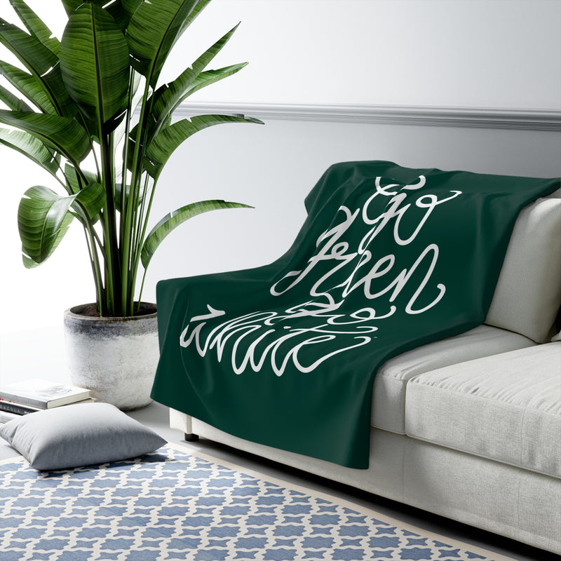 The Go Green Go White Script | Sherpa Fleece Blanket