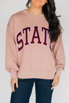 The Mallory Applique Crewneck State Applique | Blush