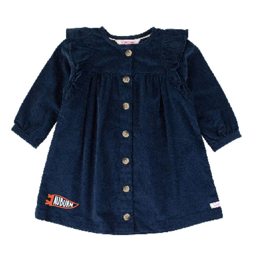 The Navy Suede Button Up Dress | Auburn Pennant
