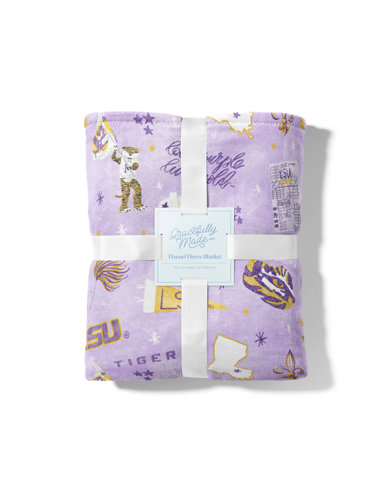 The LSU Flannel Fleece Blanket | Gracefully Made