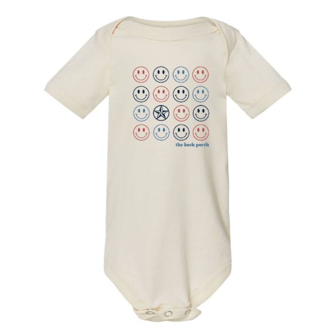 The Back Porch Smilies | Natural Onesie
