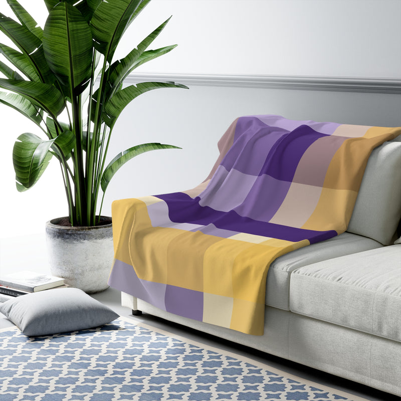 The Yellow & Purple Plaid | Sherpa Fleece Blanket