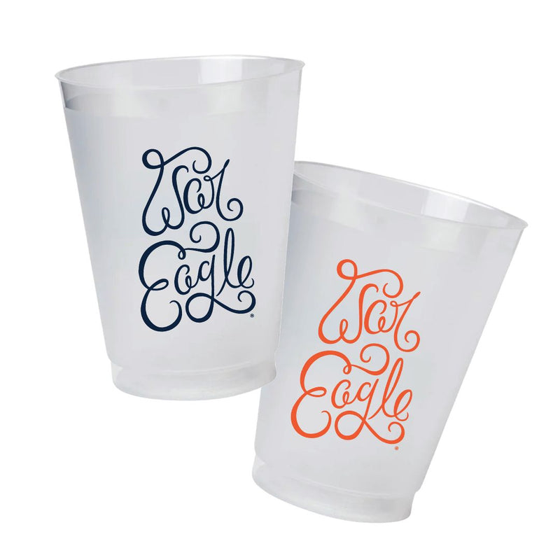 The War Eagle Script Cup Set | Orange and Blue - Set of 6