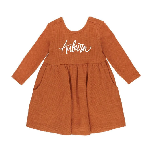 The Rust Knit Bow Dress | Auburn Script