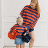 The Brooke Crewneck | Orange & Blue Striped