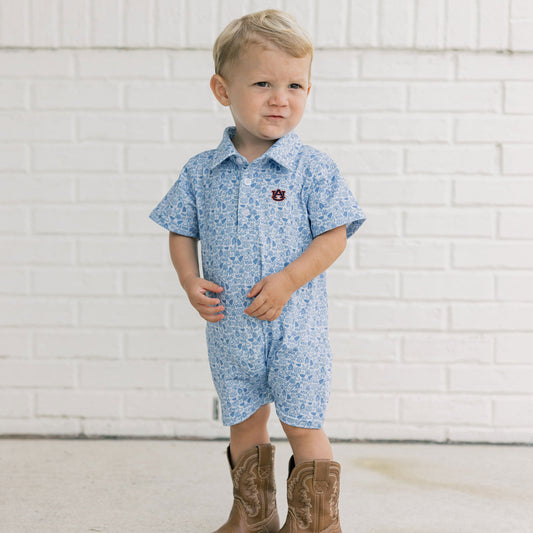 The James Romper War Eagle Pattern | Navy