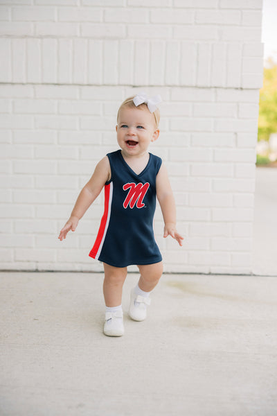The Ole Miss | Navy Power Stripe V-Neck Cheer Dress