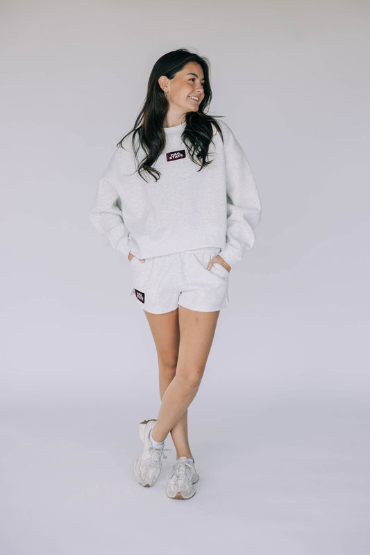 The Becca Boxy Crewneck Hail State Woven Label | Ash