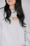The Becca Boxy Crewneck Go Vols Woven Label | Ash
