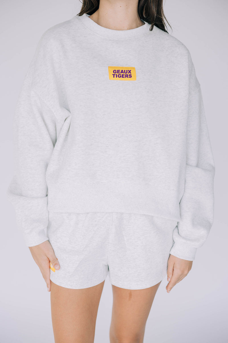 The Ash Becca Crewneck | Geaux Tigers Woven Label