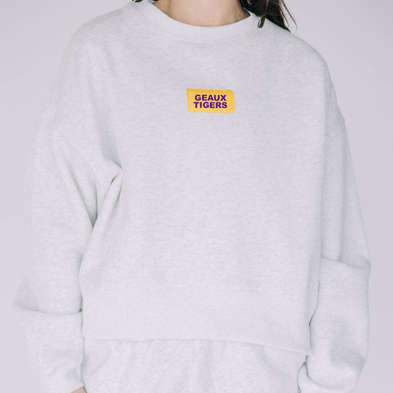The Ash Becca Crewneck | Geaux Tigers Woven Label