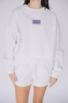 The Becca Boxy Crewneck Hotty Toddy Woven Label | Ash
