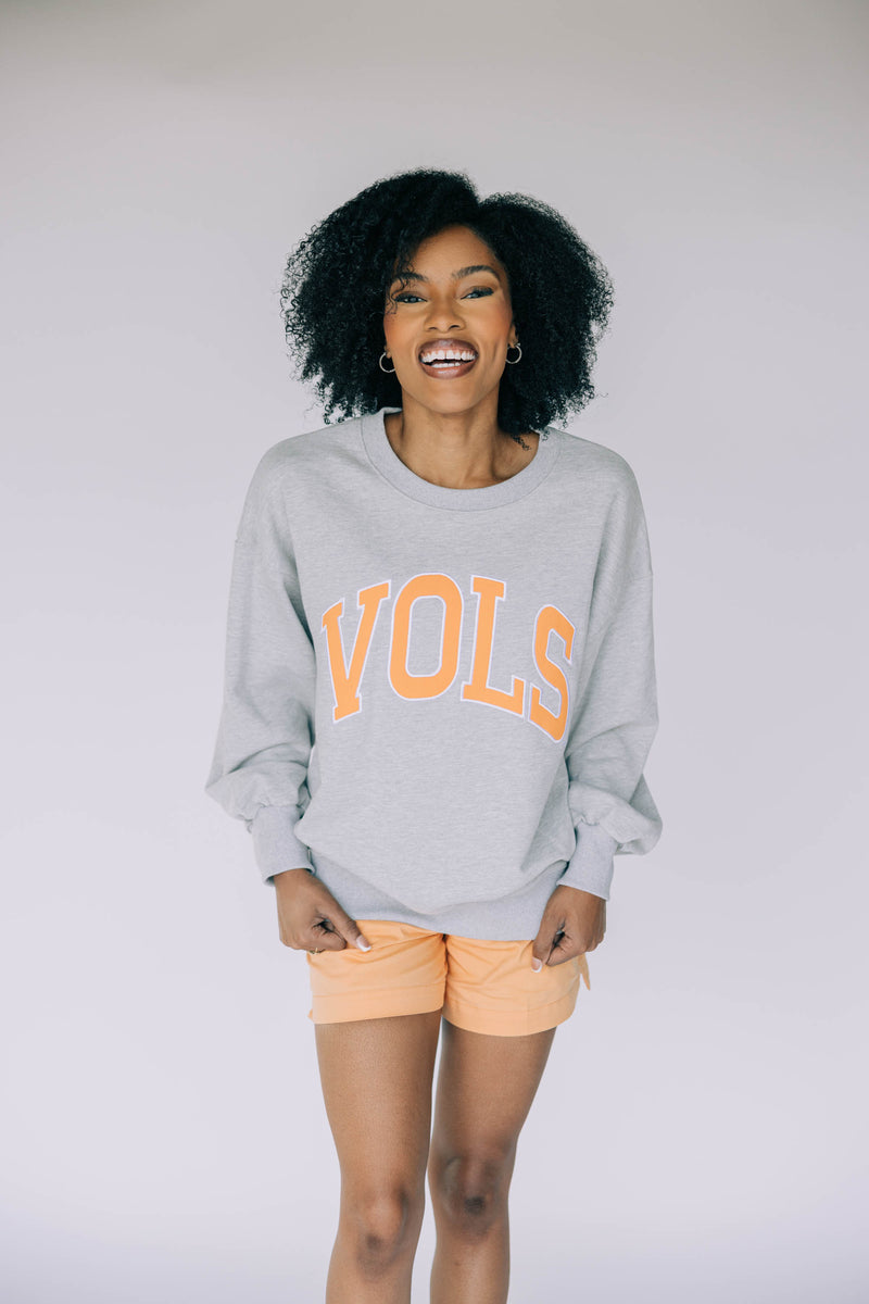 The Heather Grey Mallory  Crewneck | Vols Applique Arch