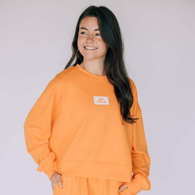 The TN orange Ava Airy Crewneck | Go Vols Woven Label