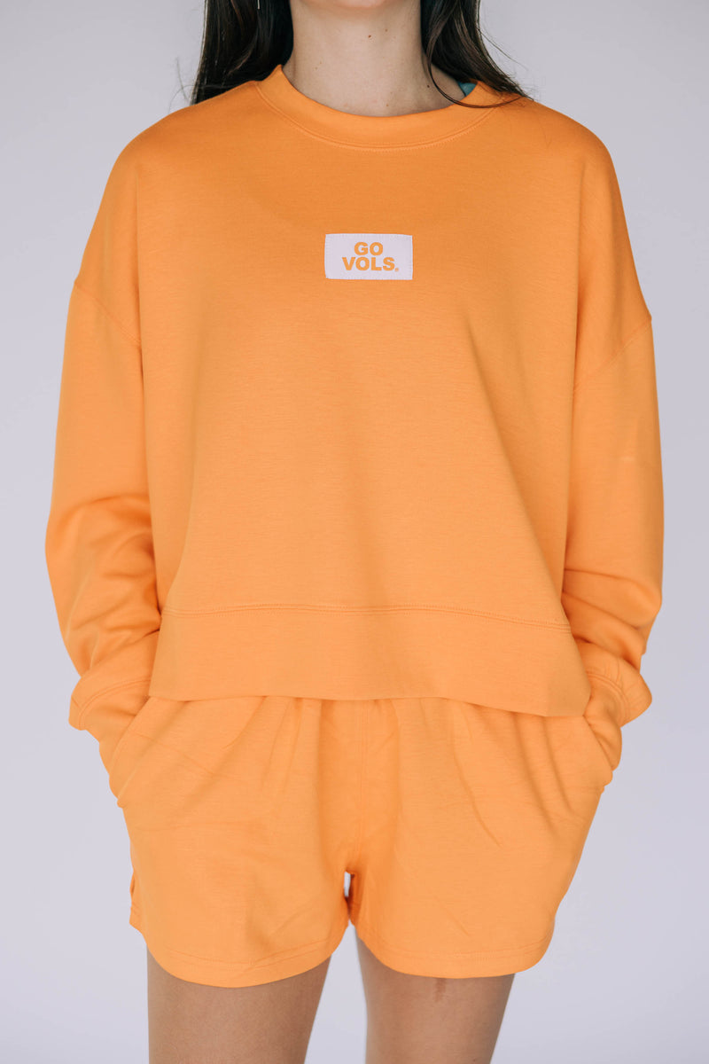 The TN orange Ava Airy Crewneck | Go Vols Woven Label