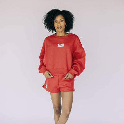 The Becca Shorts Crimson | Roll Tide Woven Label