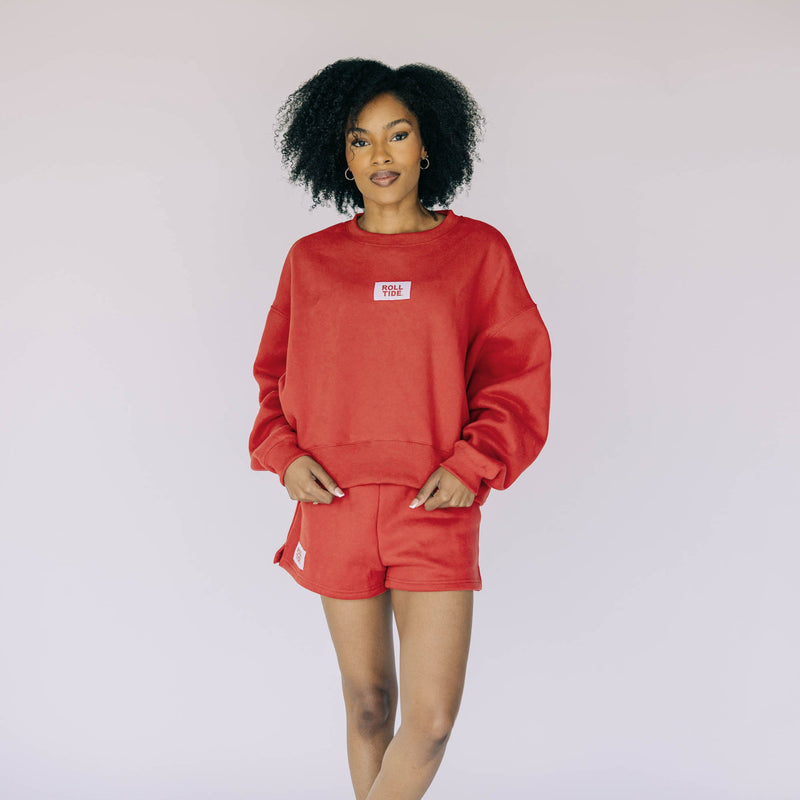 The Becca Shorts Crimson | Roll Tide Woven Label