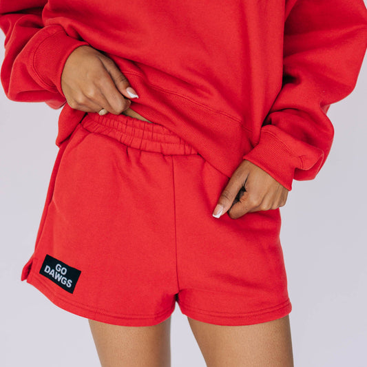 The Becca Shorts Go Dawgs Woven Label | Bright Red