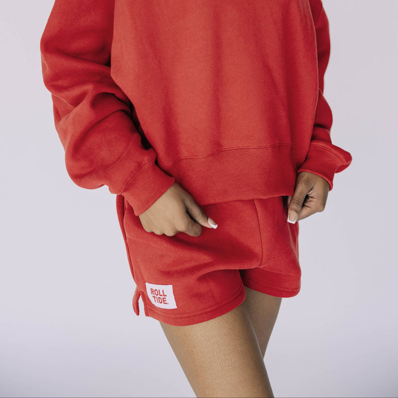 The Becca Shorts Crimson | Roll Tide Woven Label