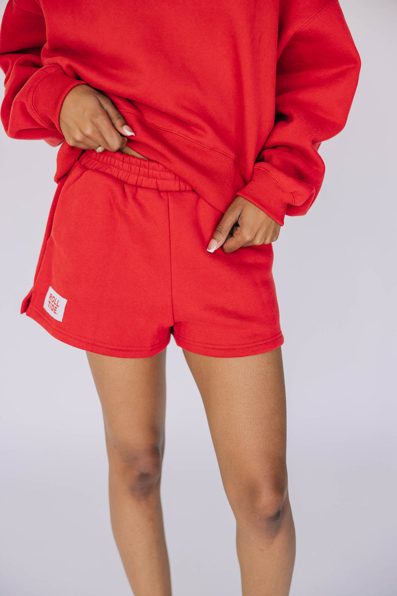 The Red Becca Shorts | Roll Tide Woven Label