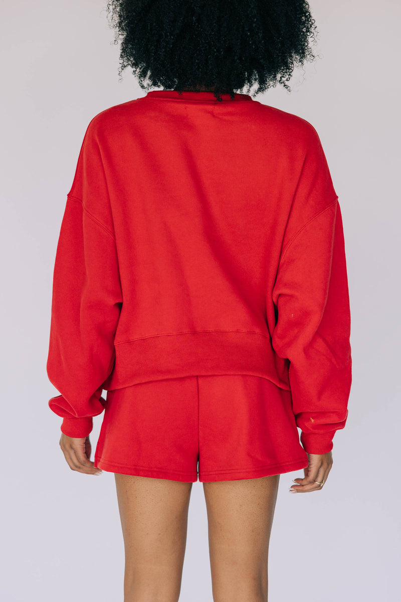 The Becca Crewneck Red | Jax State Woven Label