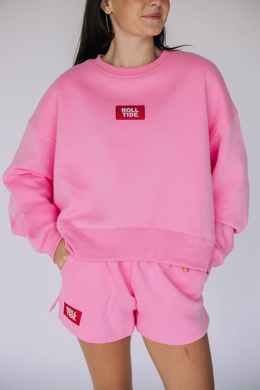 The Becca Shorts Roll Tide Woven Label | Pink