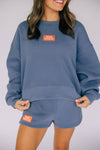 The Becca Boxy Crewneck War Eagle Woven Label | Denim