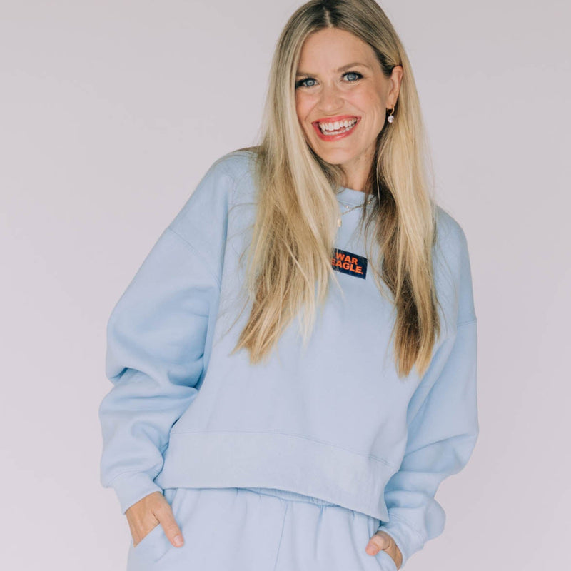 The Light Blue Becca Crewneck | War Eagle Woven Label