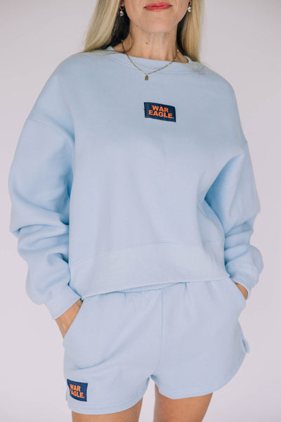 The Light Blue Becca Crewneck | War Eagle Woven Label