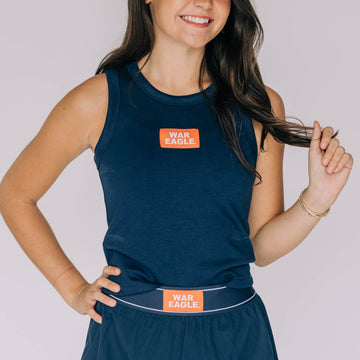 The Alli Airy Tank War Eagle Woven Label | Navy